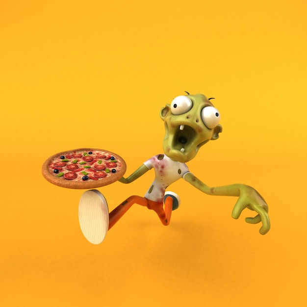 Fun zombie character isolated - 3d illustration