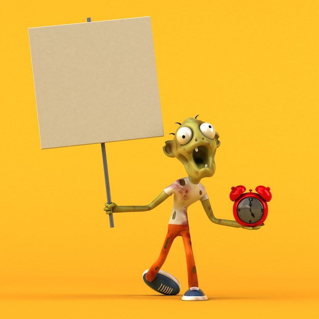 Fun zombie character isolated - 3D Illustration