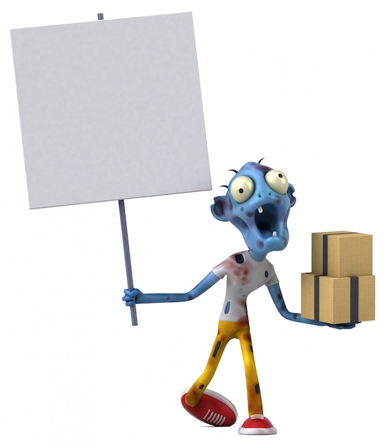 Fun zombie with boxes and blank board