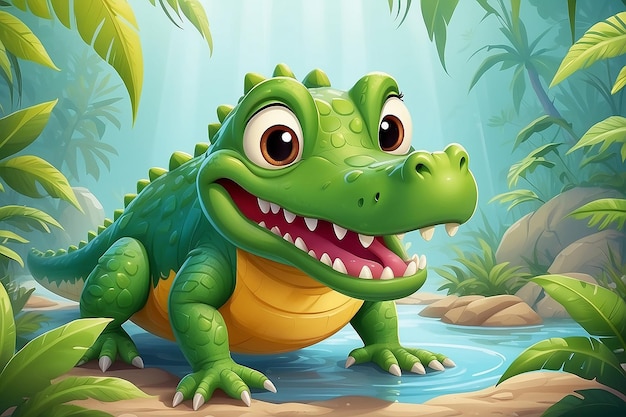 Fun zoo Illustration of cute Funny crocodile