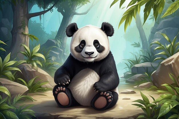 Foto illustrazione divertente dello zoo del carino panda