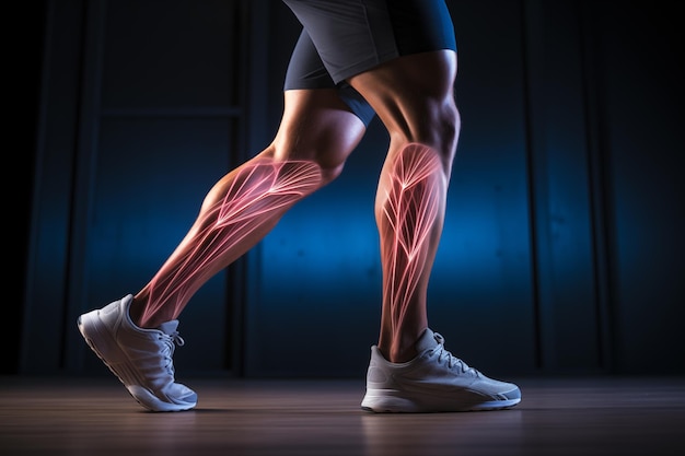 Фото Функция мышц нижней части ног во время ходьбы структура и анатомическая структура мускулатуры генеративный ии