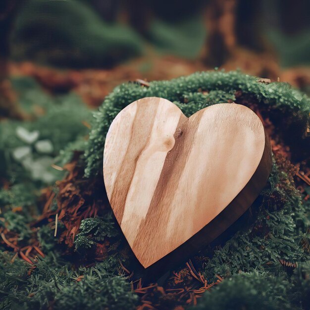 Foto funerale simpatia del cuore o cuore funebre in legno vicino a un albero ia generativa