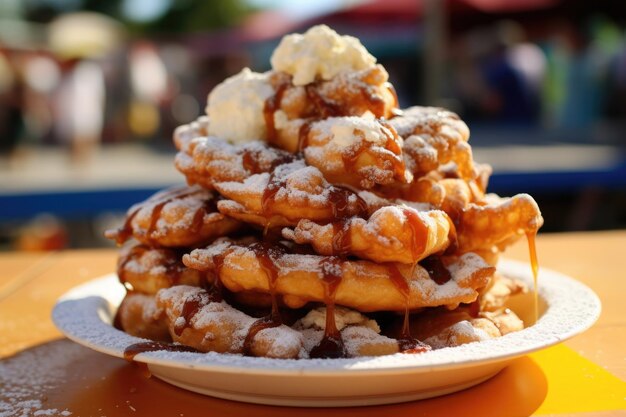 Photo funfair favourite enjoying delicious fair food with family and friends during summer