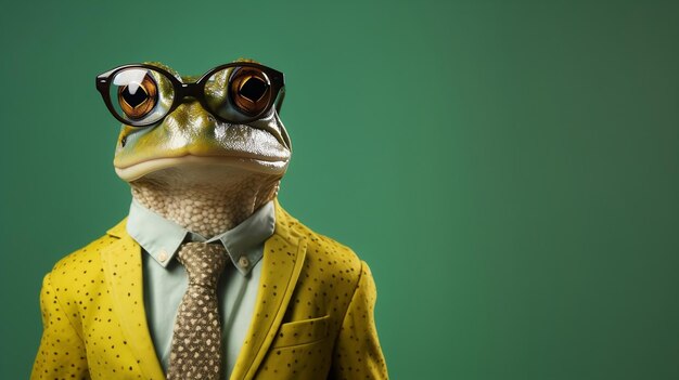 Foto funky amphibian swag stylish frog in un vestito di moda cool ai