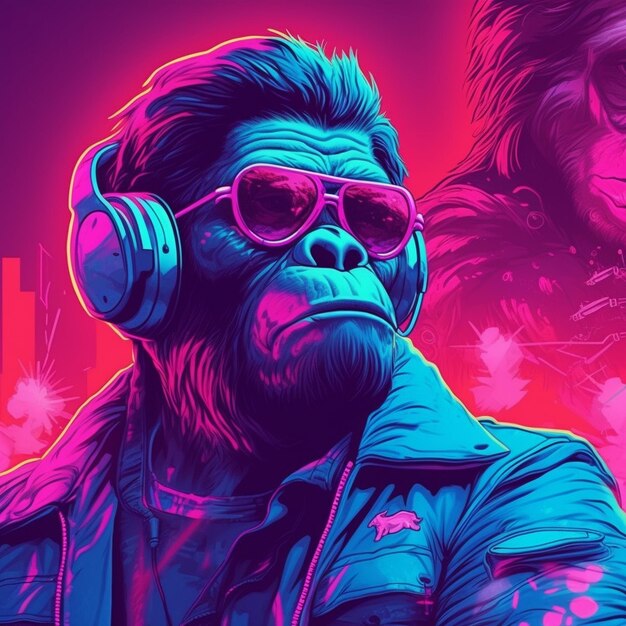 Funky gorilla art illustrations icons cartoons and cool designs