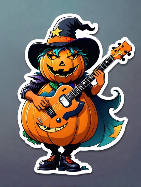 FUNKY Halloween character playing guitar sticker