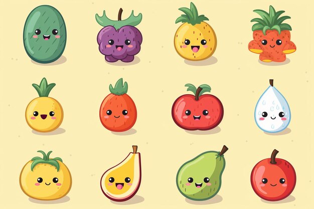 Photo funky and vibrant fruit clipart delighting all with its cuteness ar 32