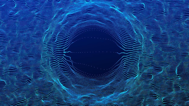 사이버 공간 사이의 이동을 위한 깔때기 모양의 터널 우주 웜홀 우주 여행 개념 3D 렌더링