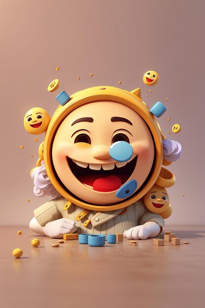 Funnny emoji concept 3d illustratie stylesad emoji happy emoji