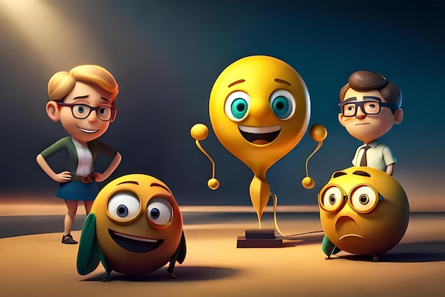 funnny emoji concept 3d illustration stylesad emoji happy emoji