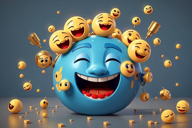 Funnny emoji concept 3d illustration stylesad emoji happy emoji