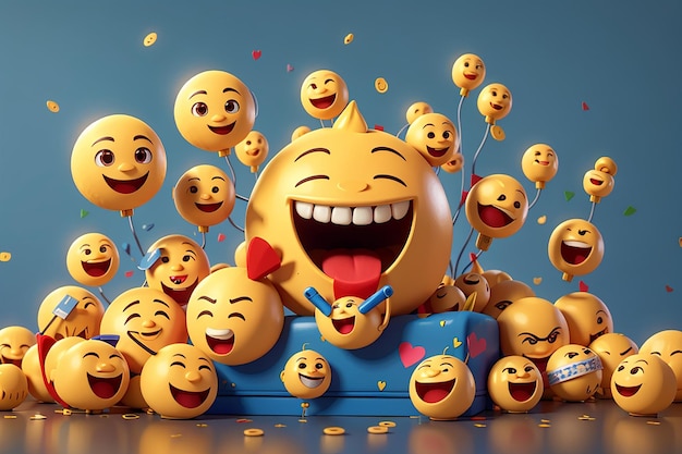 Funnny emoji concept 3d illustration stylesad emoji happy emoji