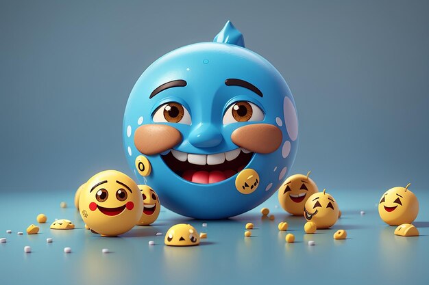 Funnny emoji concept 3d illustration stylesad emoji happy emoji