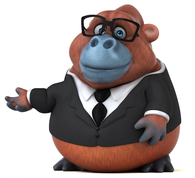 Funny 3d brown gorilla in a suit