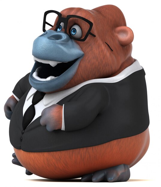 Funny 3d brown gorilla in a suit