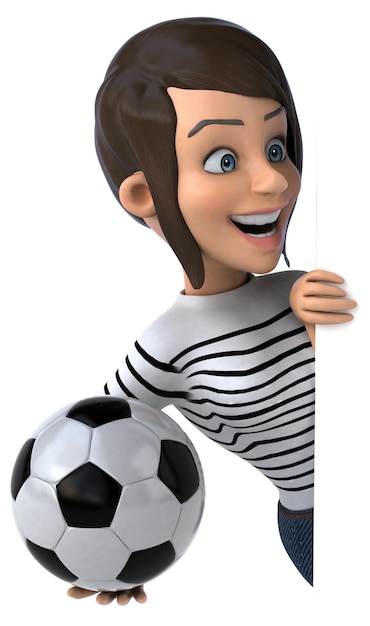 Funny 3D cartoon casual character woman