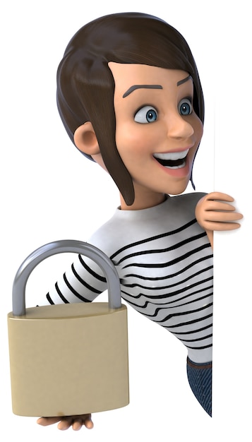 Funny 3D cartoon casual character woman