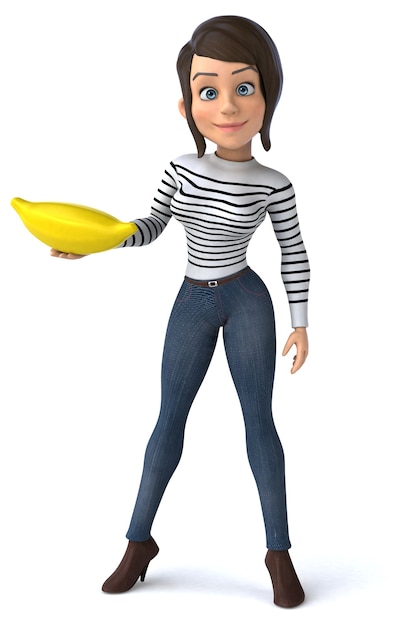 Funny 3D cartoon casual character woman