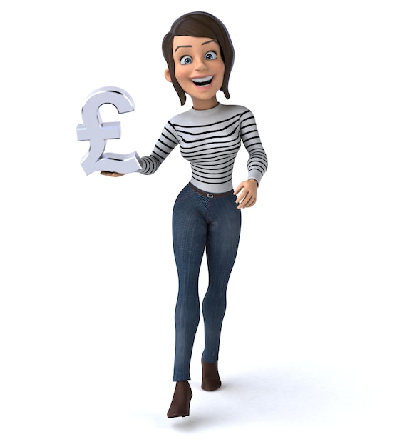 Funny 3D cartoon casual character woman