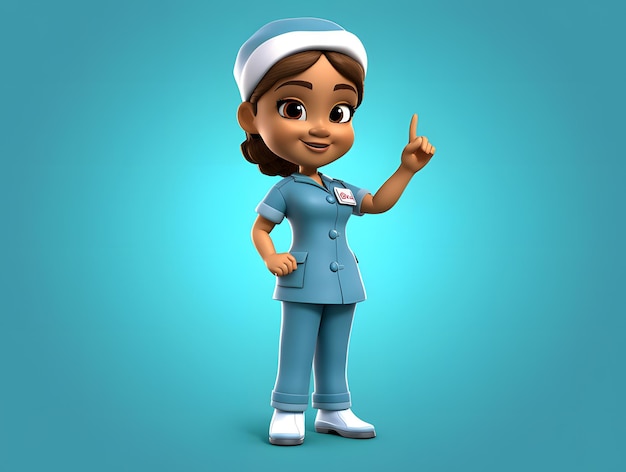 Photo funny 3d cartoon nurse character