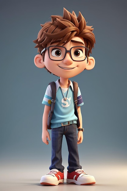 Photo funny 3d cartoon teenage boy