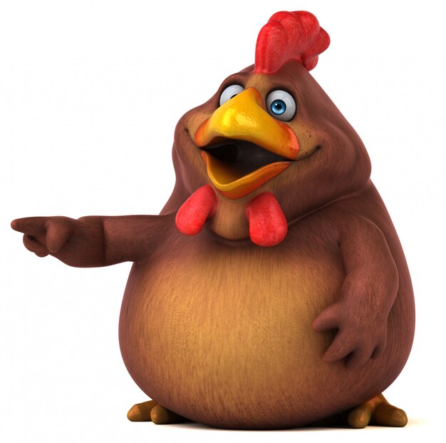 Funny 3d chicken pointing with the finger