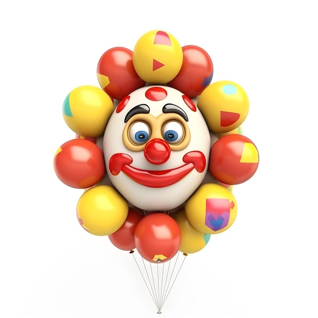 Funny 3d clown face isolated on white