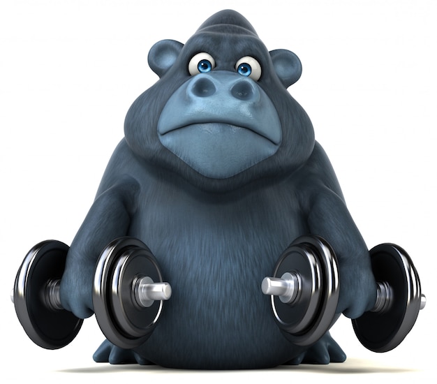 Funny 3d gorilla lifting weights