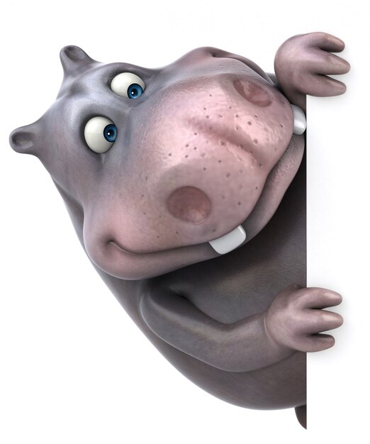 funny 3d hippo character smiling