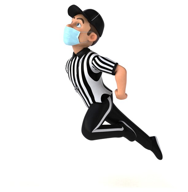 Foto divertente illustrazione 3d di un arbitro americano con una maschera