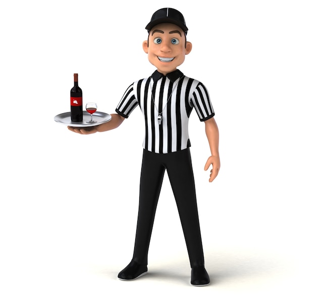 Funny 3D Illustration of an american Referee