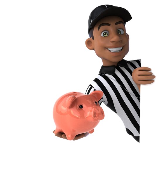 Funny 3D Illustration of an american Referee