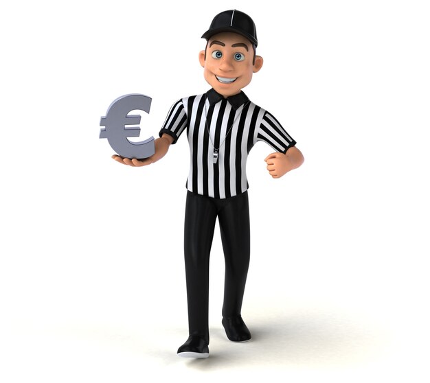 Funny 3D Illustration of an american Referee