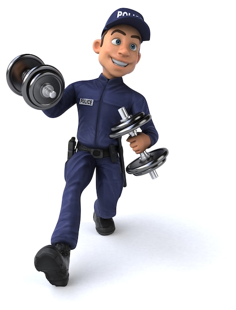 Funny 3D illustration of a cartoon Police Officer