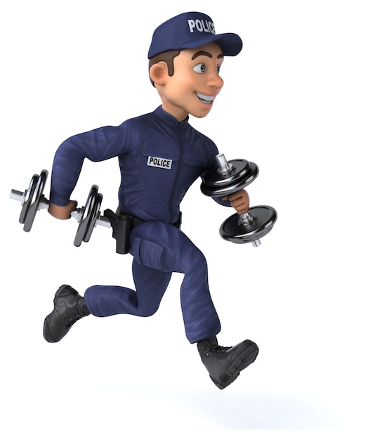 Funny 3D illustration of a cartoon Police Officer