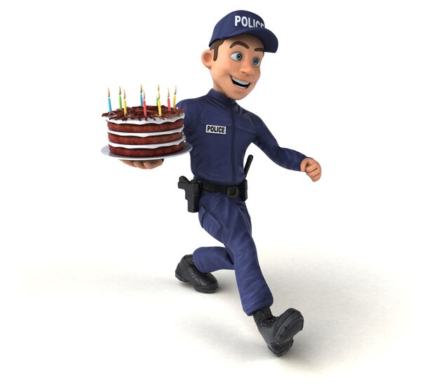 Funny 3D illustration of a cartoon Police Officer