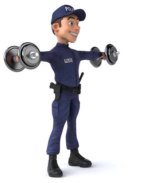 Funny 3D illustration of a cartoon Police Officer