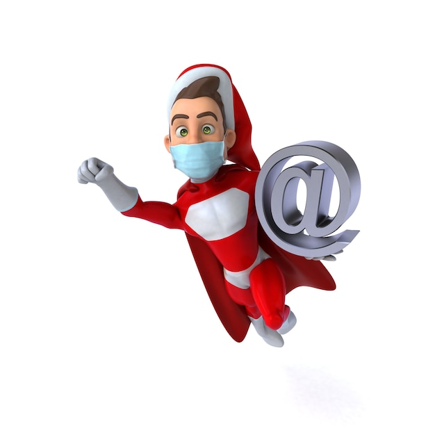 Funny 3D illustration of a cartoon Santa Claus with a mask