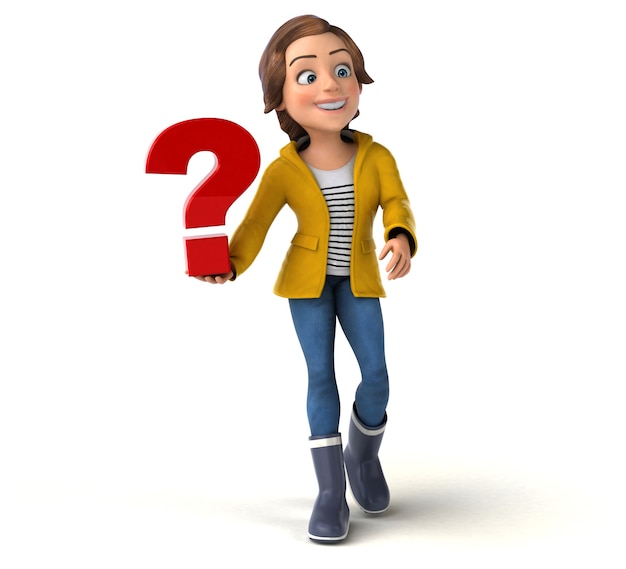 Funny 3D illustration of a cartoon teenage girl