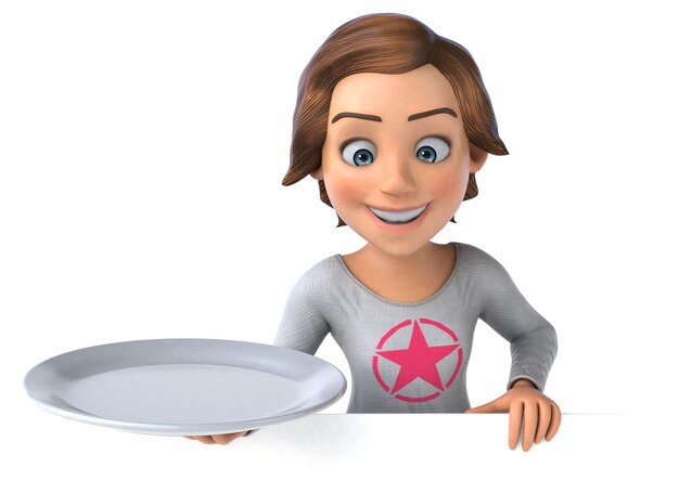 Funny 3d illustration of a cartoon teenage girl