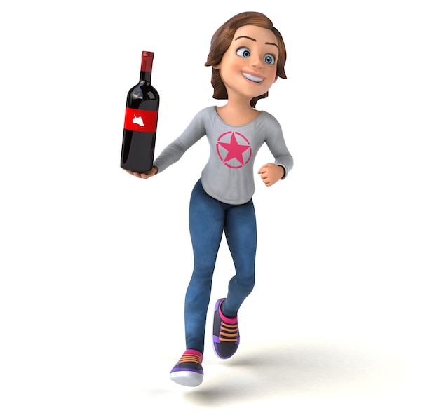 Funny 3D illustration of a cartoon teenage girl