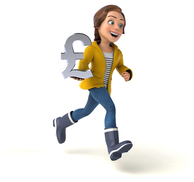 Funny 3D illustration of a cartoon teenage girl