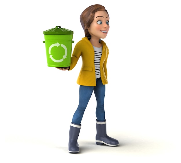 Funny 3D illustration of a cartoon teenage girl