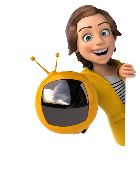 Funny 3D illustration of a cartoon teenage girl