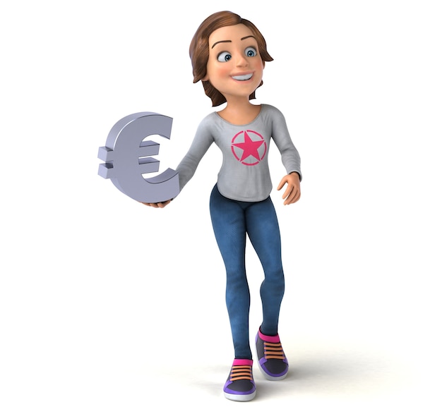 Funny 3D illustration of a cartoon teenage girl