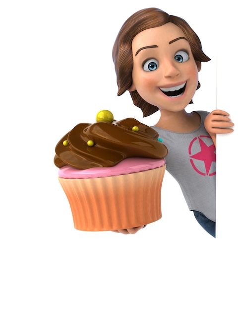 Funny 3D illustration of a cartoon teenage girl