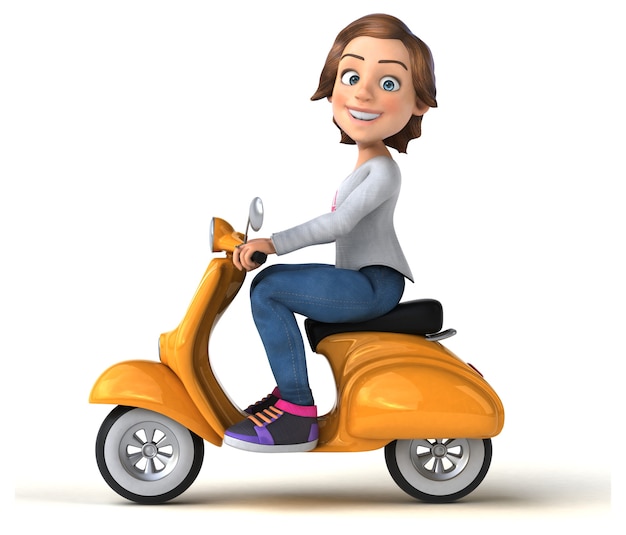 Funny 3D Illustration of a cartoon teenage girl