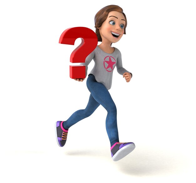 Funny 3D illustration of a cartoon teenage girl