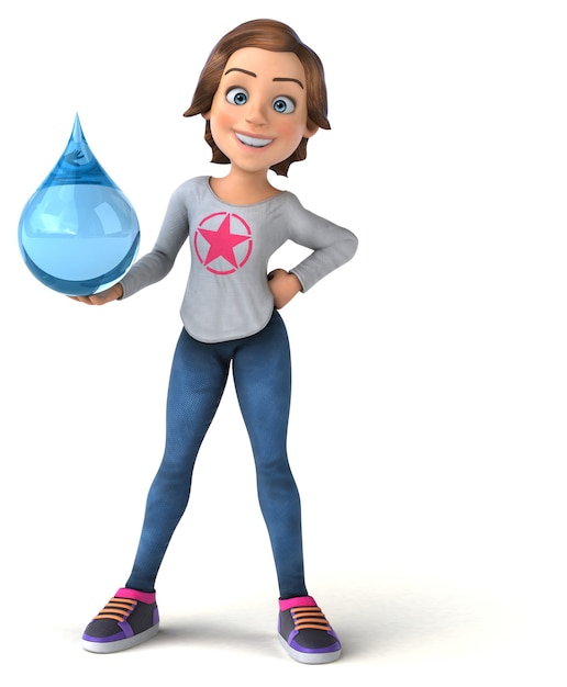 Funny 3D illustration of a cartoon teenage girl